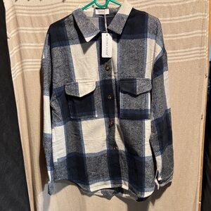 Rosvigor Unisex Blue and White Plaid Shirt